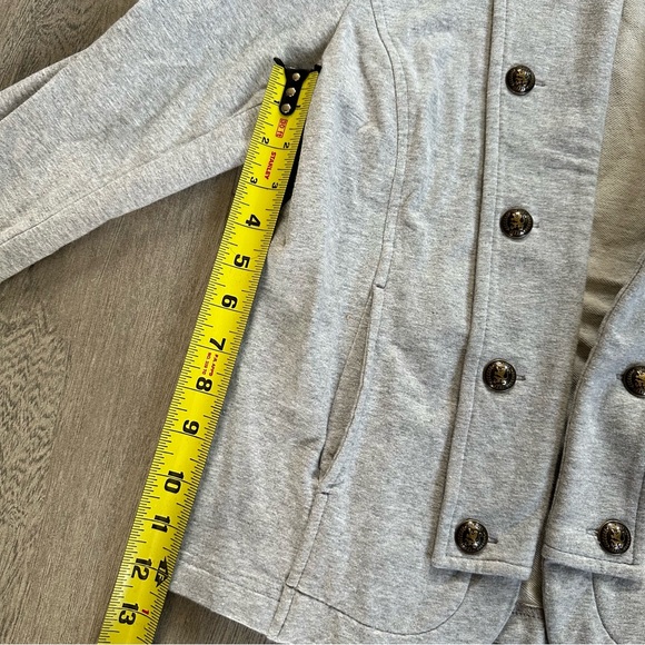 Tommy Hilfiger Military Band Style Jacket Open Front Metal Buttons Gray Size M - Picture 7 of 9